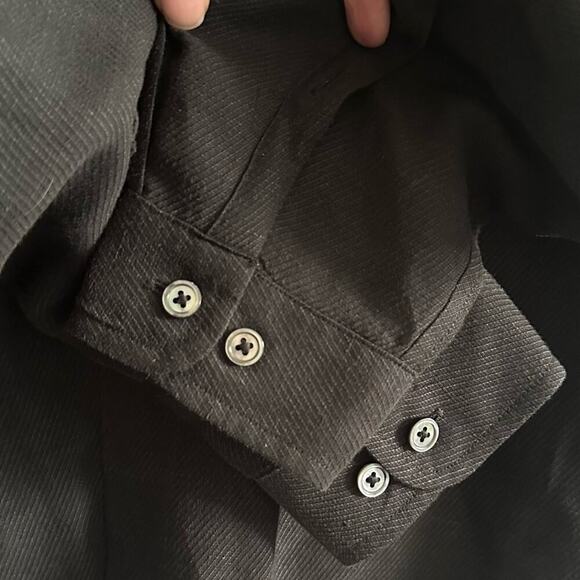 John Varvatos Linen Shirt Band Collar Button Front size XL - Picture 7 of 10